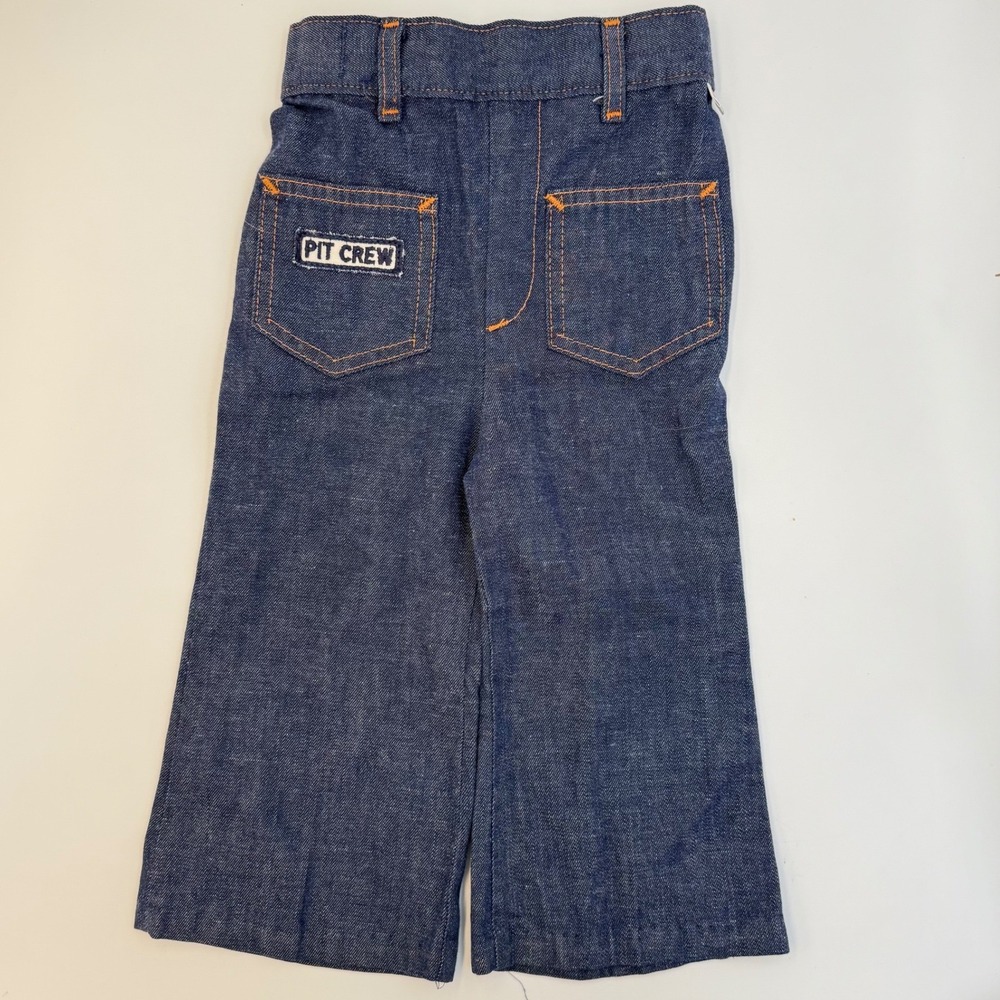 Vintage‎ 70s Billy the Kid 2T Pit Crew Wide‑Leg Jeans Elastic Waist Denim Pants